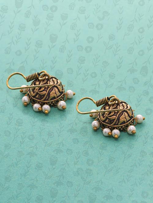 gold metal jhumka earring - 15735165 - Standard Image - 1