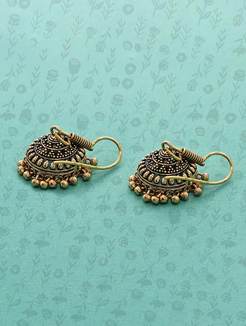 gold metal jhumka earring - 15735167 - Standard Image - 1