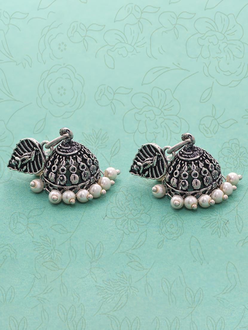 silver metal jhumka earring - 15735168 - Zoom Image - 1
