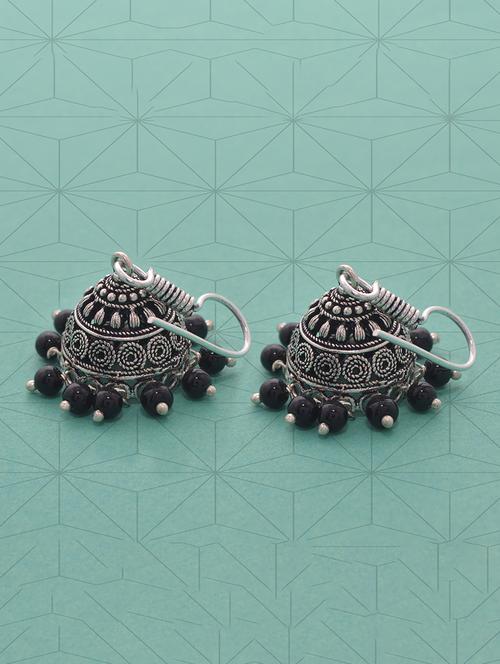 silver metal jhumka earring - 15735169 - Very Small Image - 1