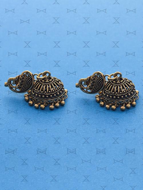 gold metal jhumka earring - 15735170 - Standard Image - 1
