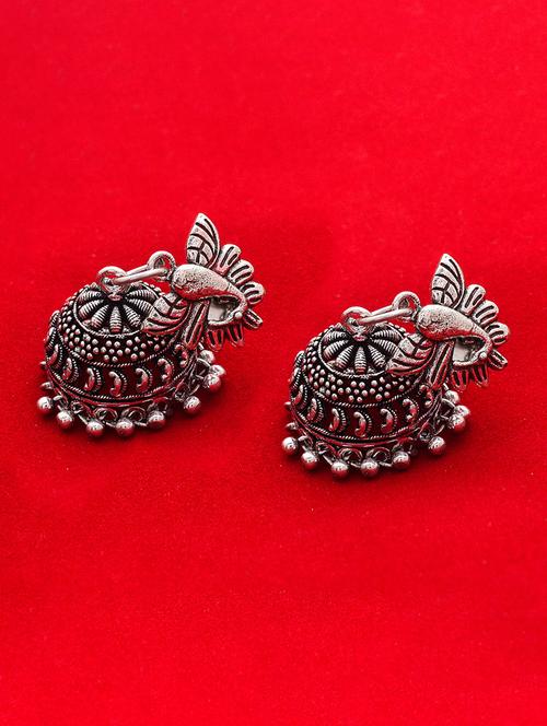 silver metal jhumka earring - 15735187 - Standard Image - 1