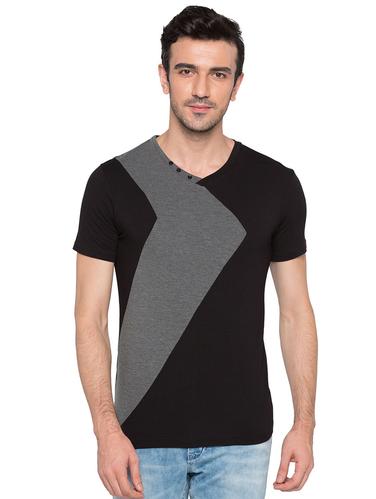 black viscose color block t-shirt - 15735239 - Very Small Image - 1