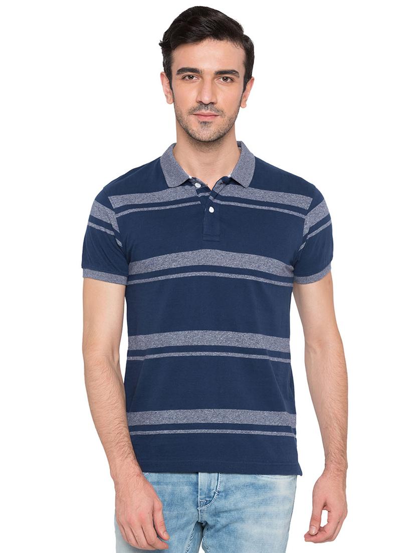 navy blue cotton polo t-shirt - 15735243 - Zoom Image - 1