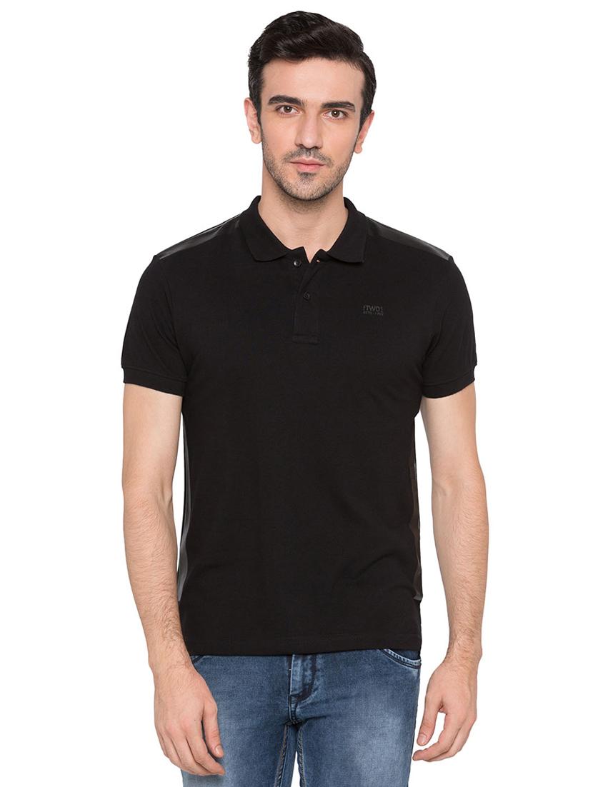 black cotton polo t-shirt - 15735245 - Zoom Image - 1
