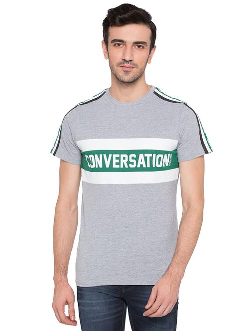 grey cotton chest print tshirt - 15735253 - Standard Image - 1