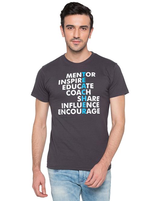 grey cotton chest print t-shirt - 15735255 - Standard Image - 1