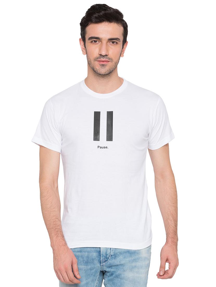 white cotton chest print tshirt - 15735257 - Zoom Image - 1