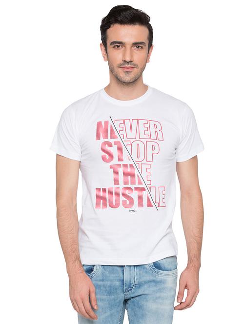 white cotton chest print tshirt - 15735258 - Standard Image - 1