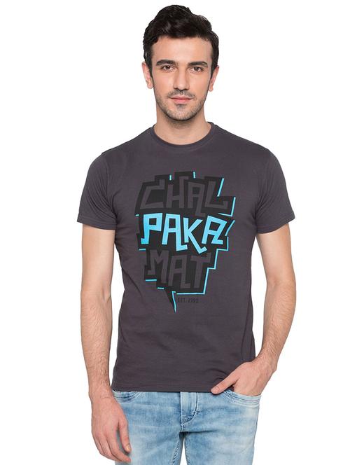 grey cotton chest print tshirt - 15735259 - Standard Image - 1
