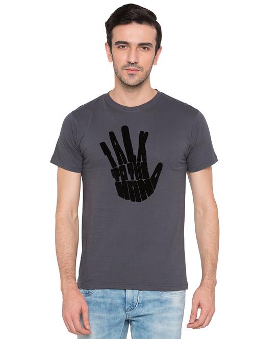 grey cotton chest print tshirt - 15735260 - Standard Image - 1