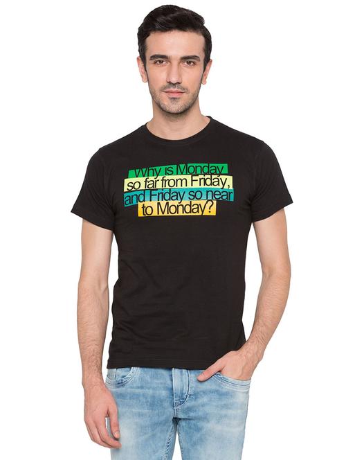 black cotton chest print tshirt - 15735261 - Standard Image - 1