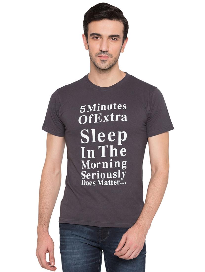 grey cotton chest print t-shirt - 15735262 - Zoom Image - 1