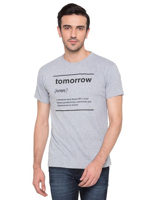 grey cotton chest print tshirt - 15735264 - Standard Image - 1