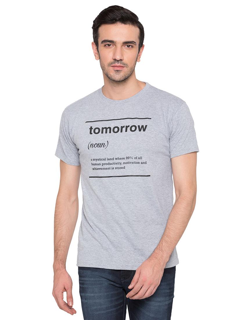 grey cotton chest print tshirt - 15735264 - Zoom Image - 1
