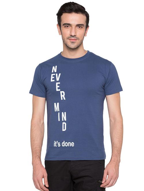 blue cotton front print t-shirt - 15735266 - Standard Image - 1