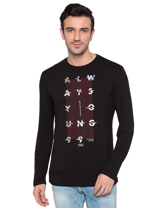 black viscose chest print tshirt - 15735268 - Standard Image - 1