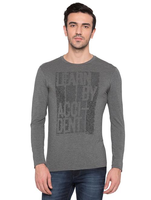 grey viscose chest print tshirt - 15735271 - Standard Image - 1