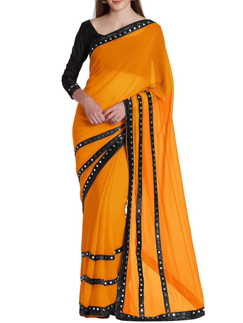 mirror lace bordered saree with blouse - 15735285 - Zoom Image - 1