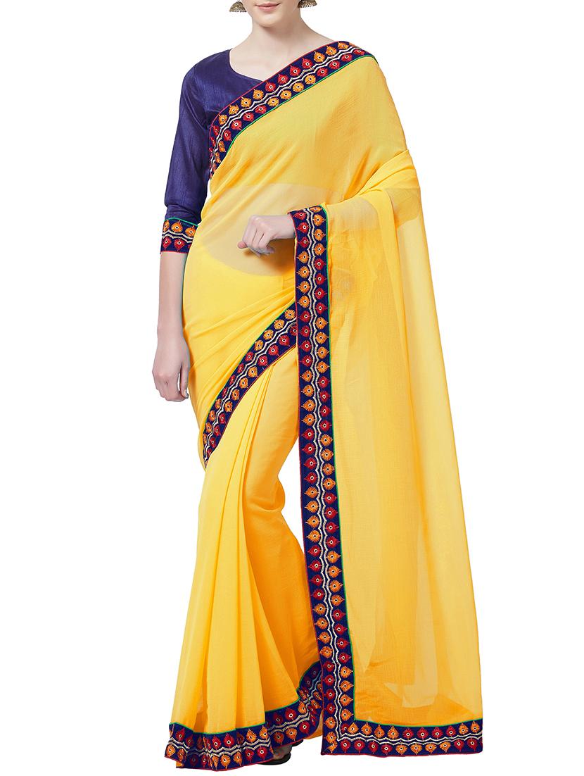 embroidered lace border saree with blouse - 15735287 - Zoom Image - 1