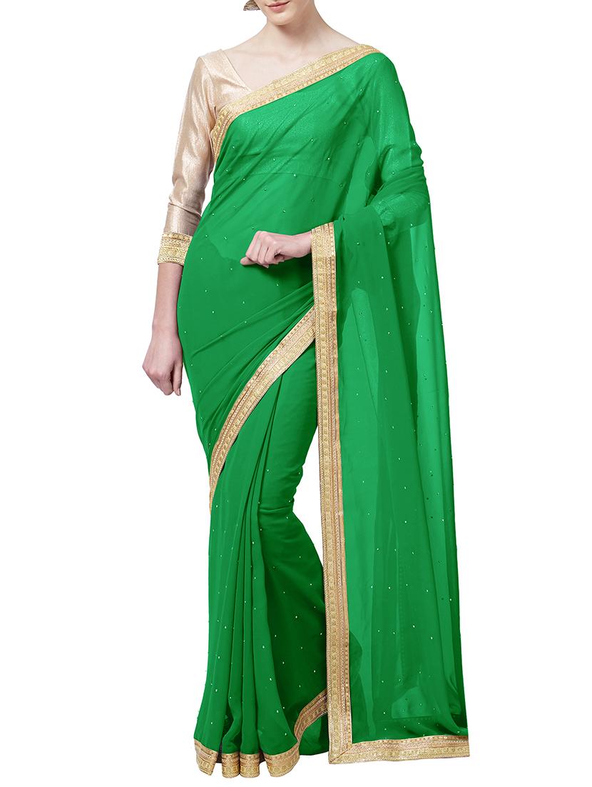 lace border embellished saree with blouse - 15735288 - Zoom Image - 1