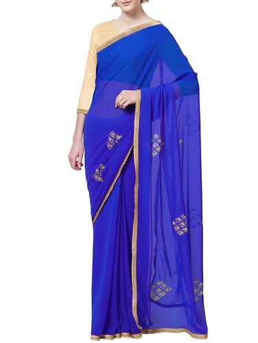 royal blue embellished saree with blouse - 15735290 - Very Small Image - 1