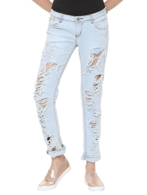 turn up hem distressed jeans - 15735328 - Standard Image - 1