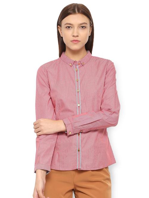 binding detail striped shirt - 15735398 - Standard Image - 1