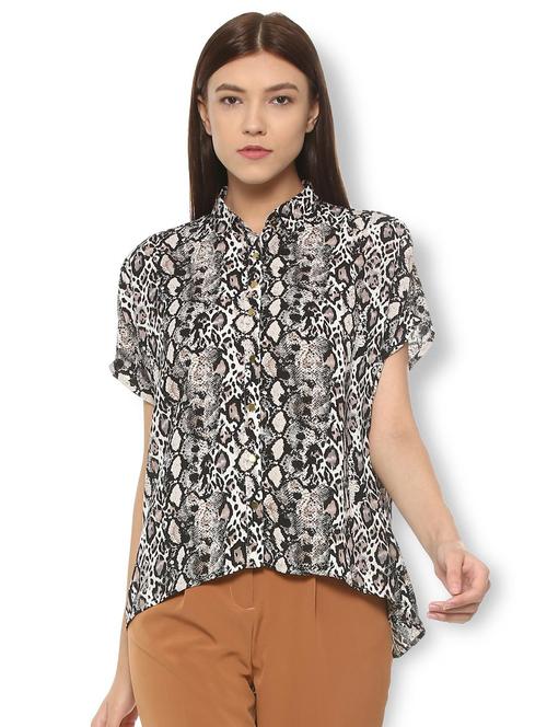 animal print asymmetric shirt - 15735399 - Standard Image - 1