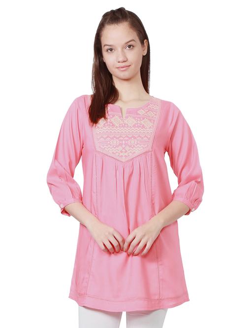 lace detail embroidered tunic - 15735406 - Standard Image - 1