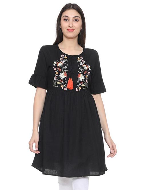 gathered waist embroidered tunic - 15735408 - Standard Image - 1