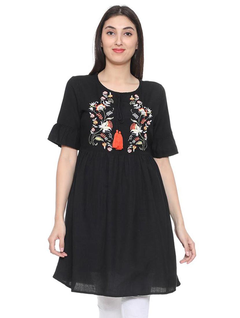gathered waist embroidered tunic - 15735408 - Zoom Image - 1