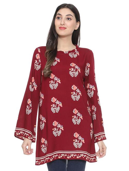 long sleeved block print tunic - 15735409 - Standard Image - 1