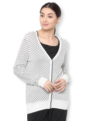 ribbed edge polka dots cardigan - 15735419 - Very Small Image - 1