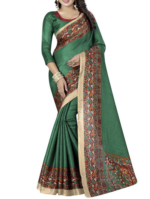 kalamkari printed border saree with blouse - 15735437 - Standard Image - 1