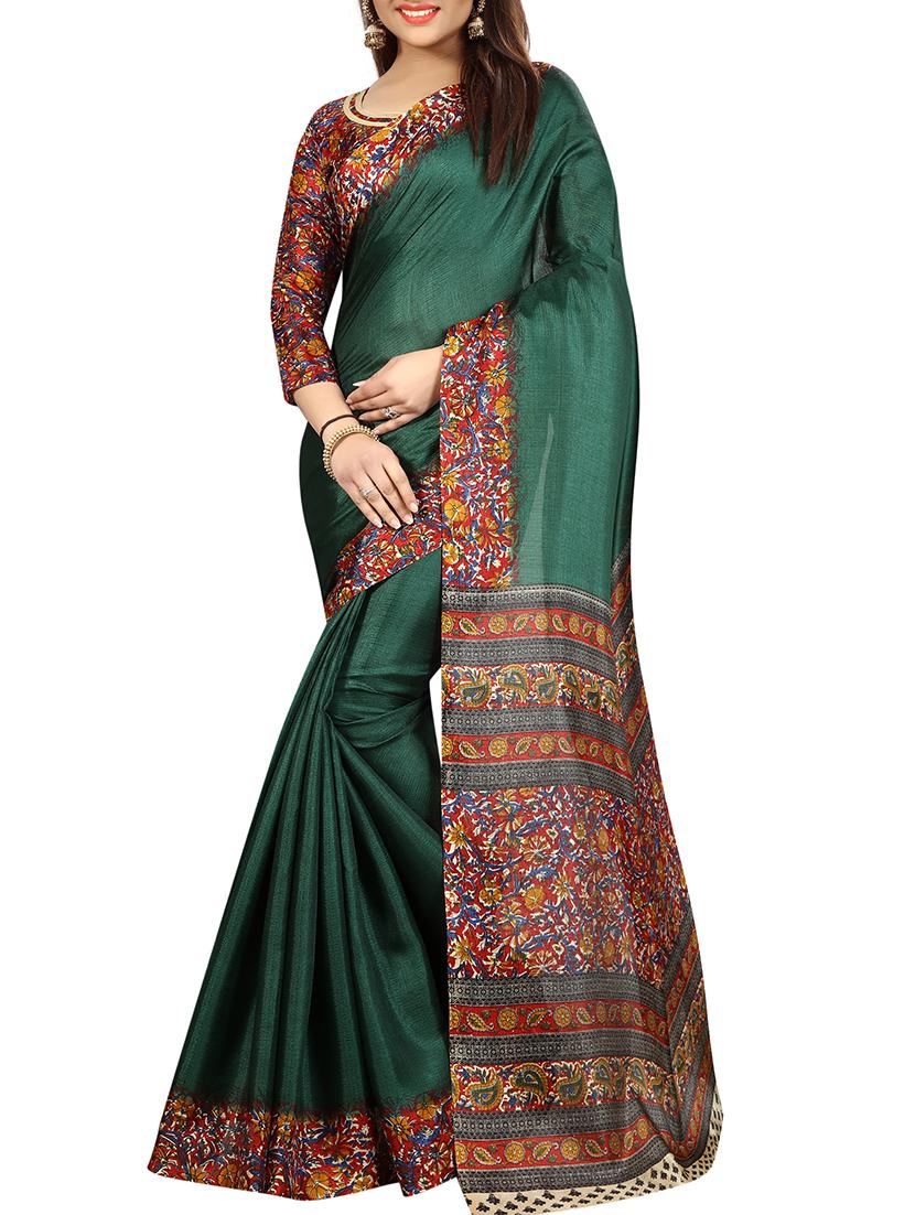 kalamkari printed border saree with blouse - 15735441 - Zoom Image - 1