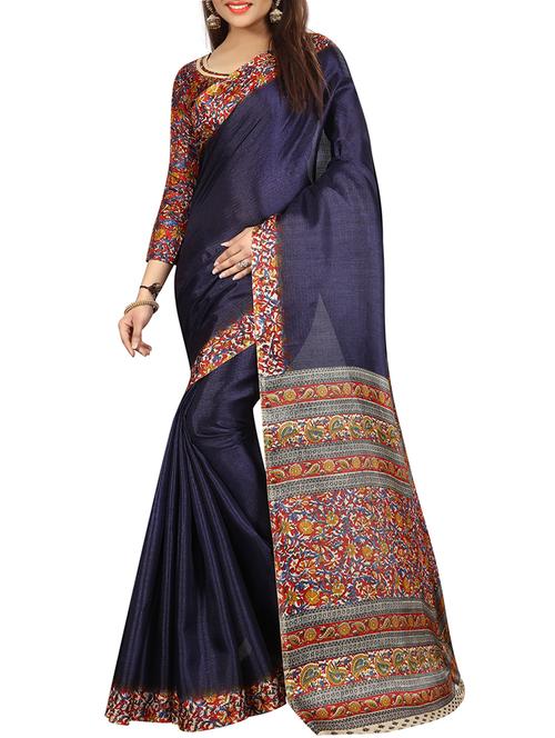 kalamkari printed border saree with blouse - 15735443 - Standard Image - 1