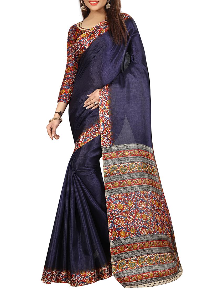 kalamkari printed border saree with blouse - 15735443 - Zoom Image - 1