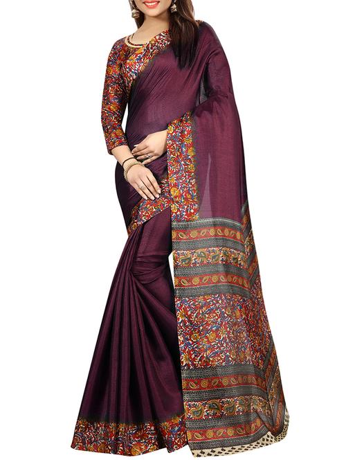 kalamkari printed border saree with blouse - 15735444 - Standard Image - 1