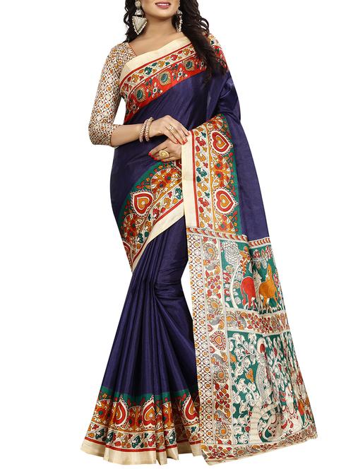 kalamkari printed border saree with blouse - 15735447 - Standard Image - 1