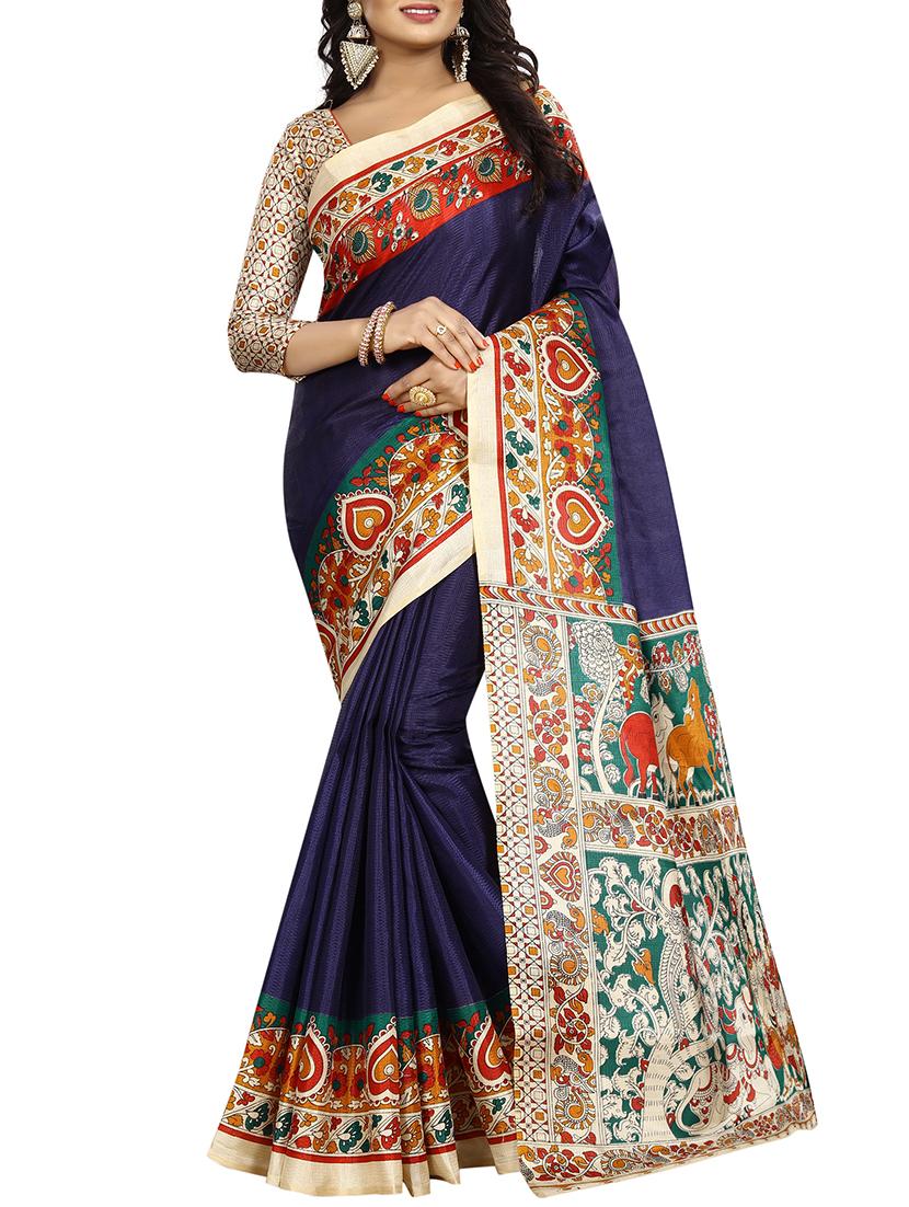 kalamkari printed border saree with blouse - 15735447 - Zoom Image - 1