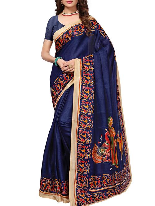 conversational printed border saree with blouse - 15735450 - Standard Image - 1