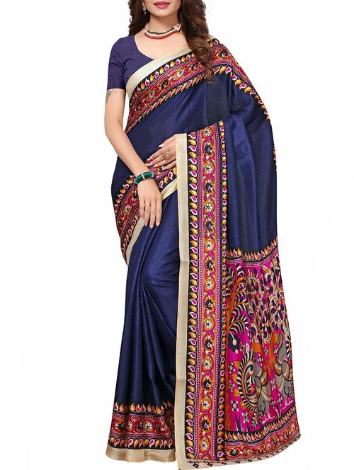 kalamkari printed border saree with blouse - 15735456 - Standard Image - 1