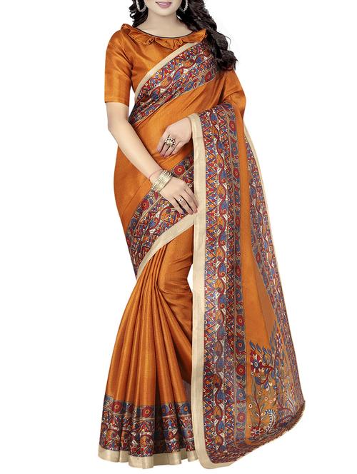 kalamkari printed border saree with blouse - 15735459 - Standard Image - 1