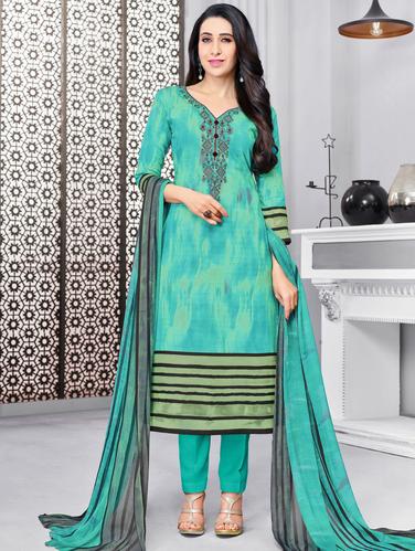 Embroidered semi-stitched pant suit - 15735719 - Very Small Image - 1