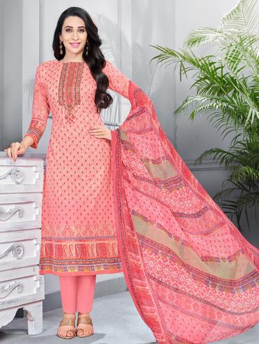 Embroidered semi-stitched pant suit - 15735722 - Very Small Image - 1