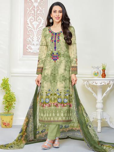 Embroidered semi-stitched pant suit - 15735723 - Very Small Image - 1