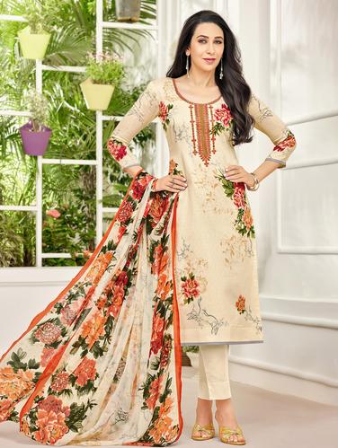 Embroidered semi-stitched pant suit - 15735724 - Very Small Image - 1