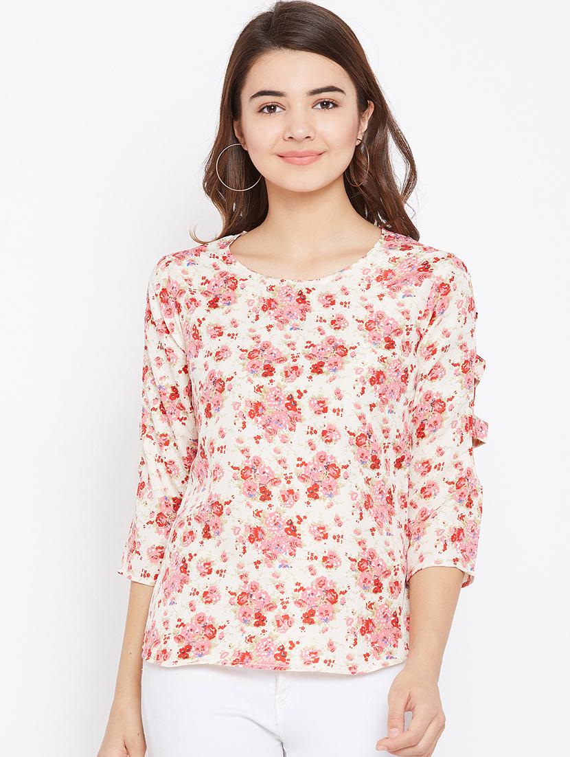 cut out sleeved floral top - 15735845 - Zoom Image - 1