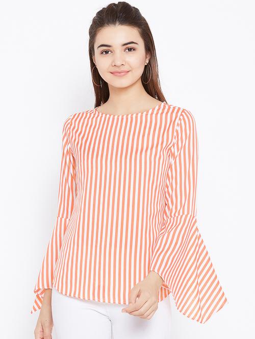 bell sleeved striped top - 15735848 - Standard Image - 1